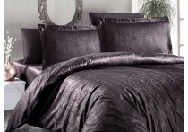 Постільна білизна сатин жаккард First Choice - Dark Athena Brown (Турция), євро
